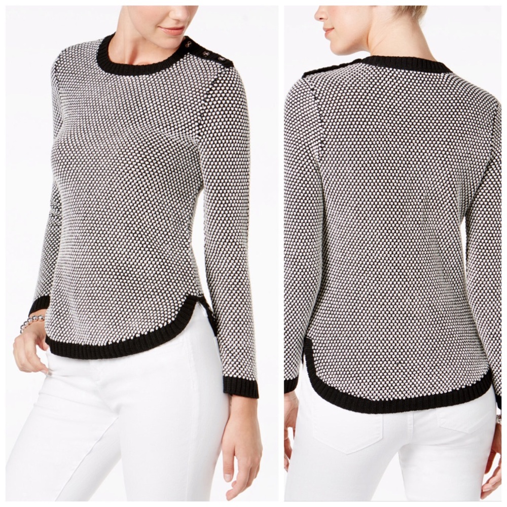 Petite Size Charter Club Bi-Colored Stitch Sweater - Picture 1 of 4